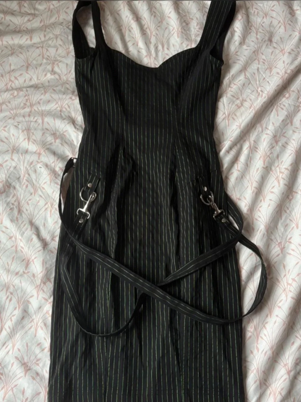 Lip Service Strappy Corset Pinstripe Mini Dress in Black - Picture 3 of 5